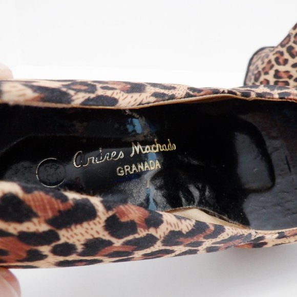 ANDRES MACHADO Brown and Tan Leopard Pattern High Heels, Size 3 (approx.) - Picture 9 of 13